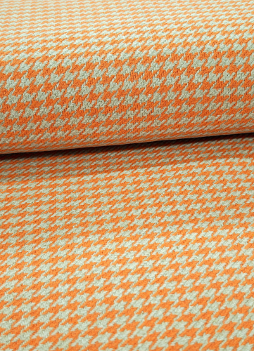 Jacquard - Mantelstoff - Hahnentritt - beige - orange